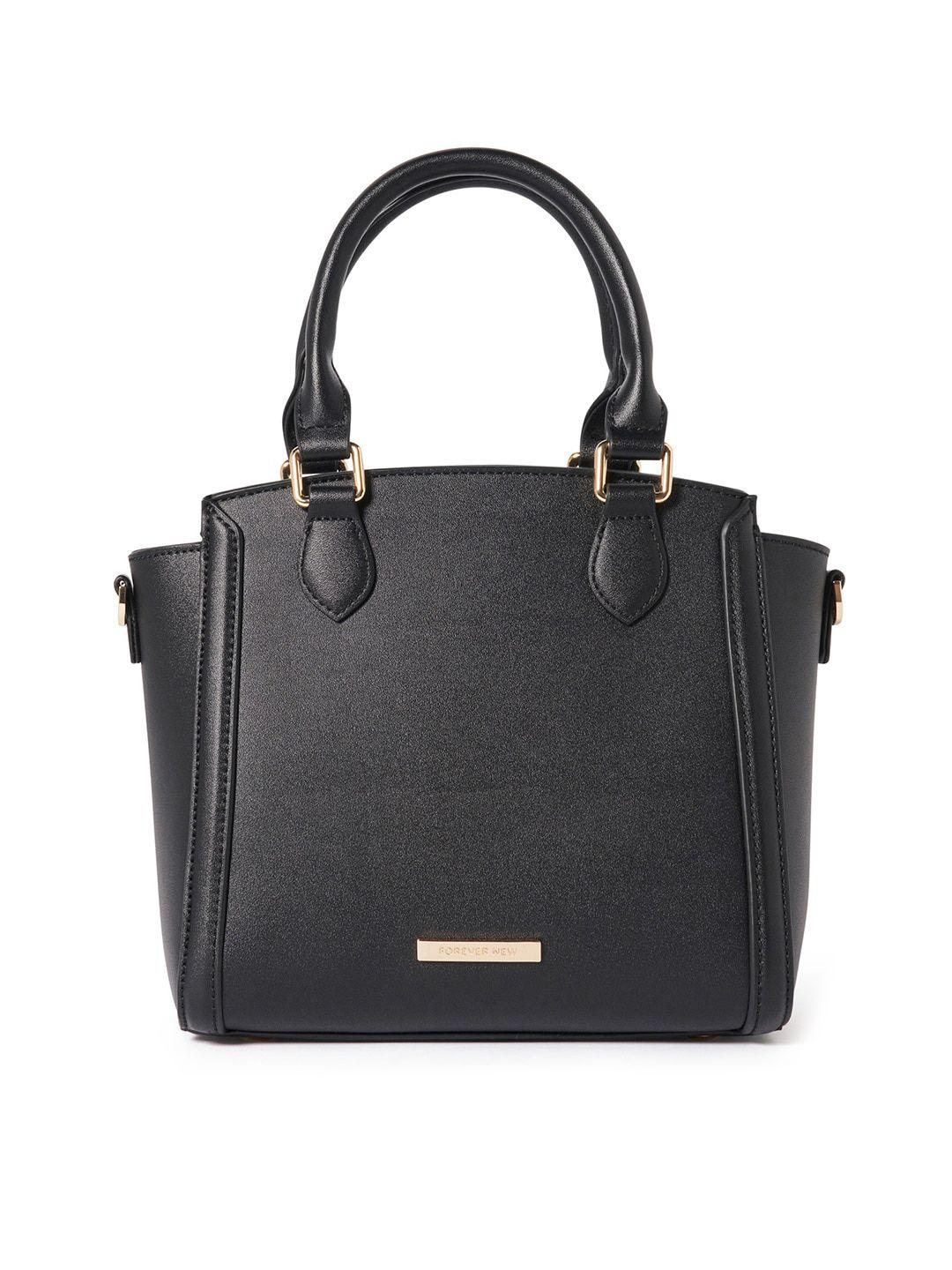 forever new black pu shopper handheld bag