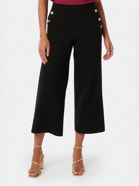 forever new black regular fit high rise culottes