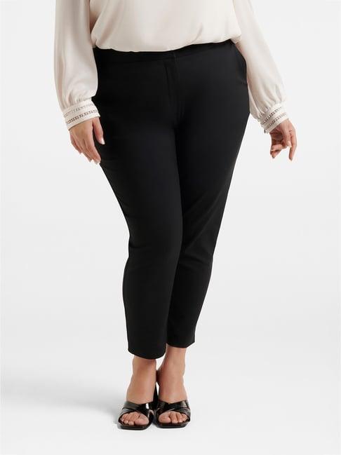 forever new black regular fit high rise pants