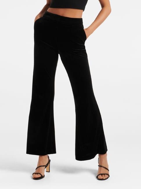 forever new black regular fit high rise trousers