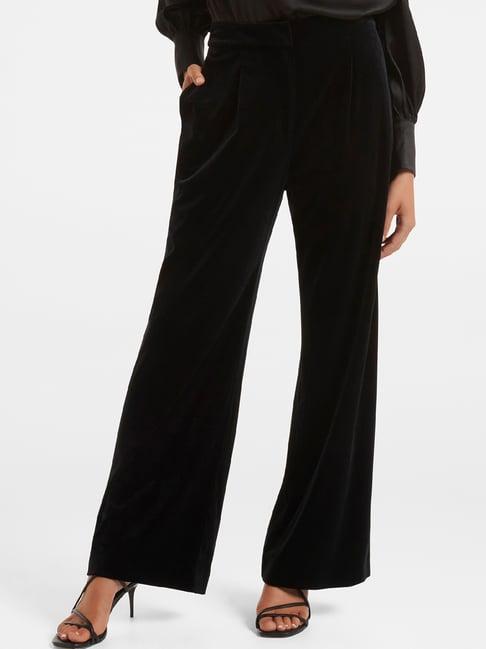 forever new black regular fit high rise trousers