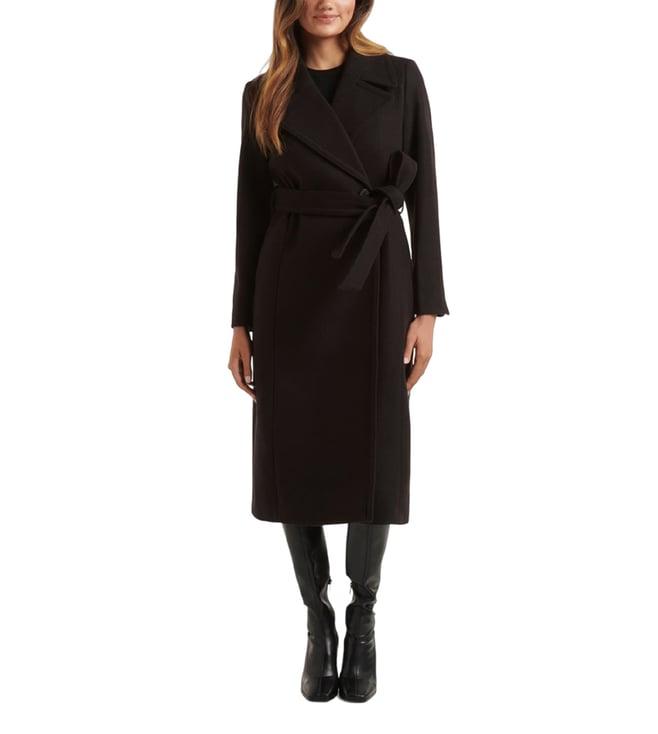 forever new black regular fit trench coat