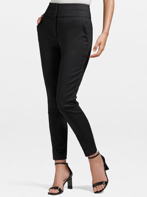 forever new black regular slim fit trousers