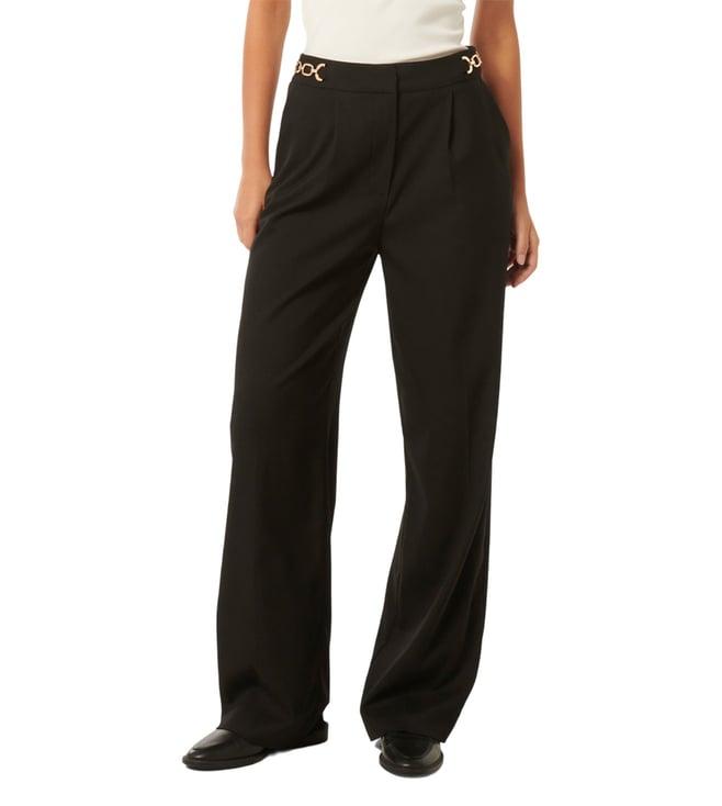 forever new black remi trim detail relaxed fit pleated trousers