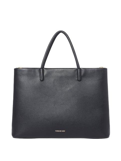 forever new black solid large handbag