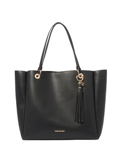 forever new black solid medium totes handbag