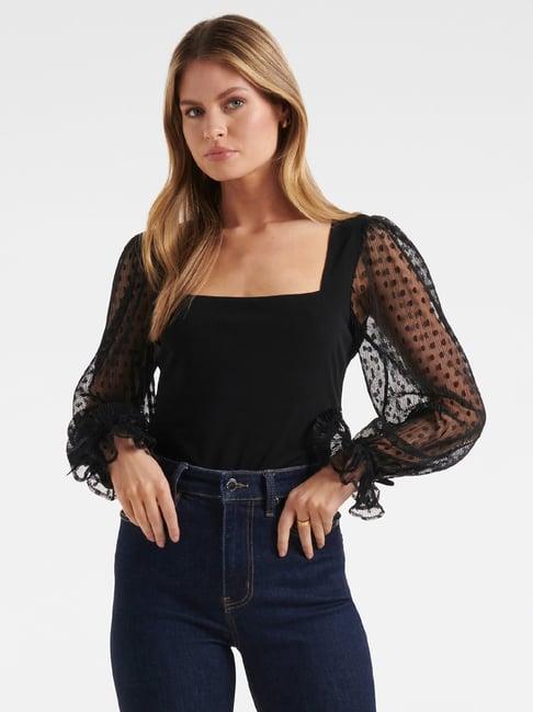 forever new black square neck top