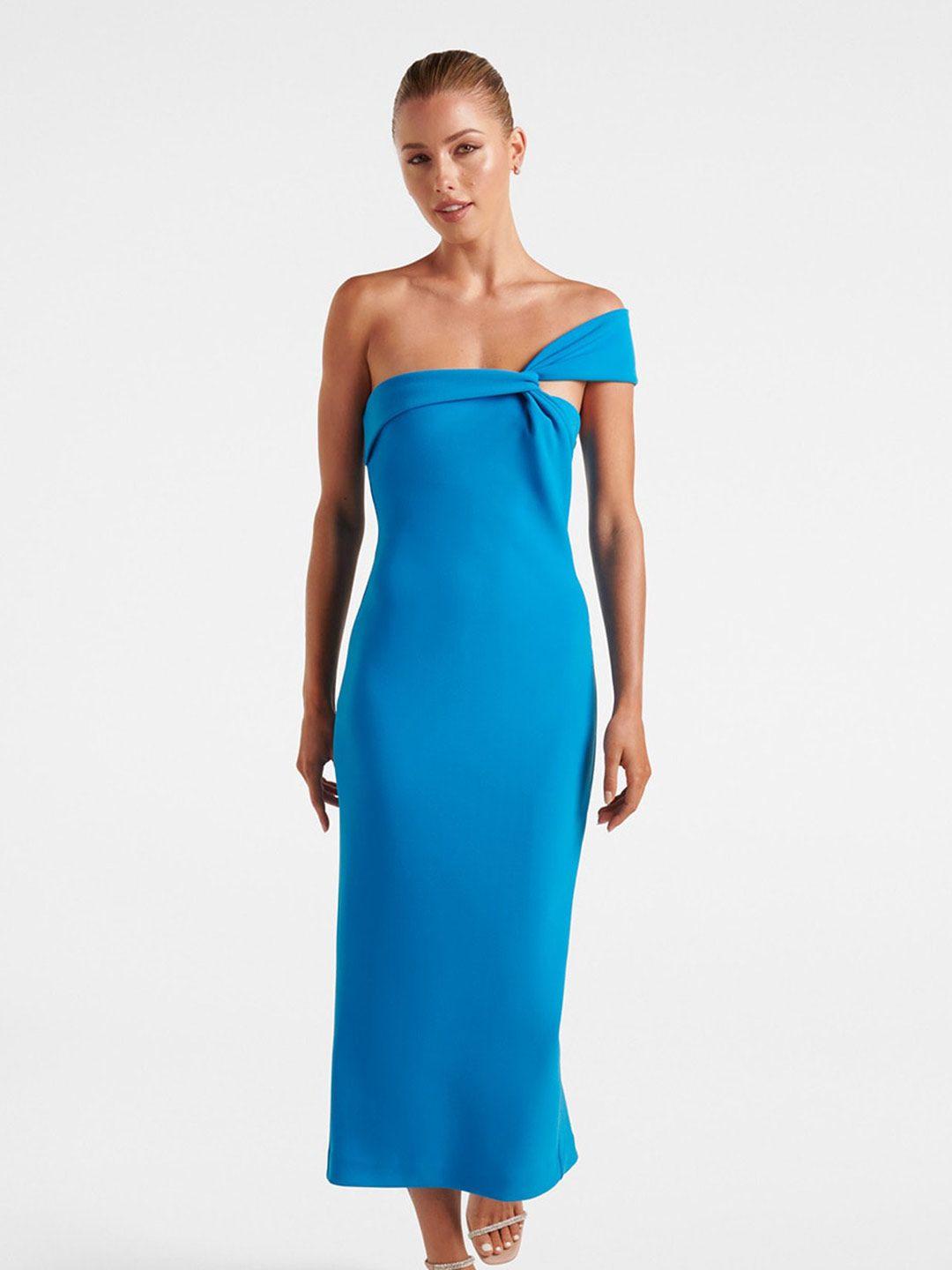 forever new blue off-shoulder bodycon maxi dress