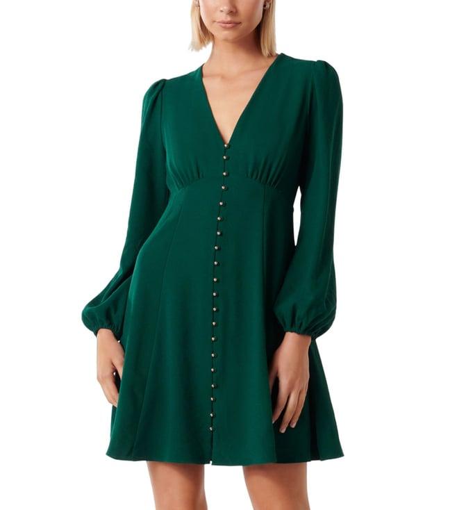 forever new bottle green melody regular fit mini dress