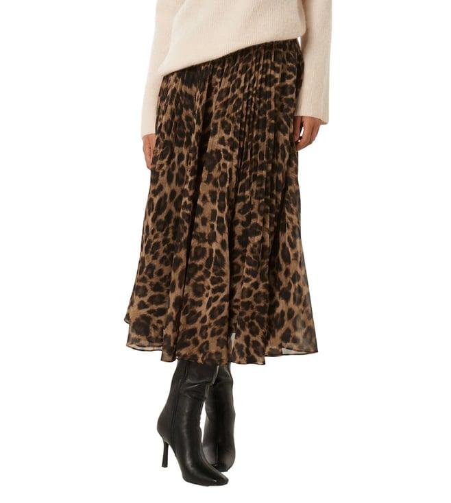 forever new brown aurora animal print relaxed fit pleated skirt