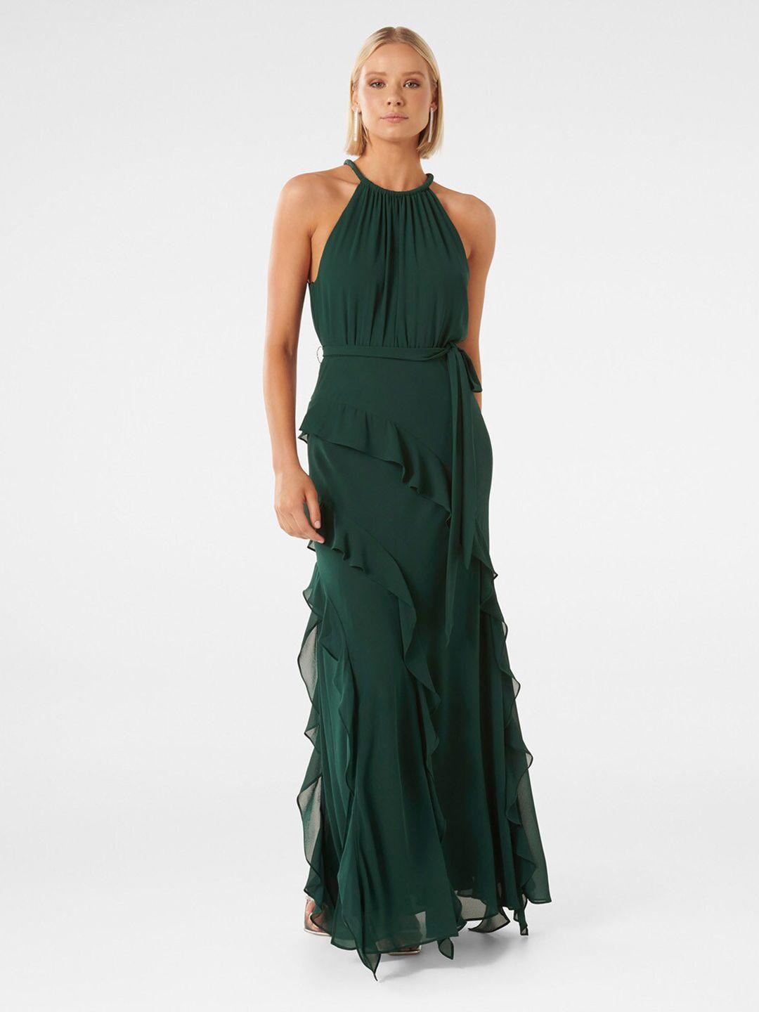 forever new choker neck sleeveless ruffled maxi dress