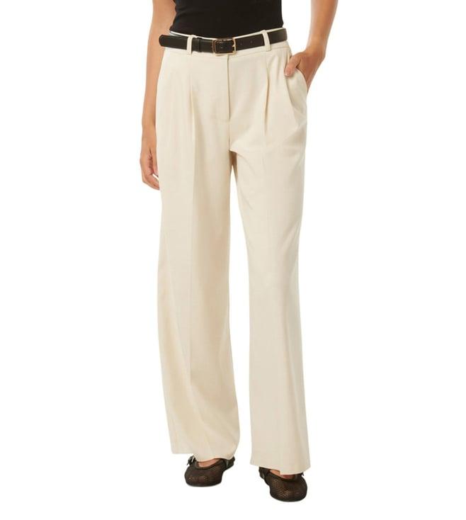 forever new coconut cream edweena belted relaxed fit wide leg pleated trousers