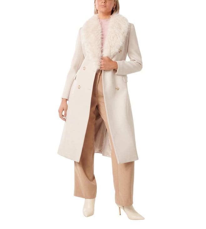 forever new cream freddy faux fur regular fit coat