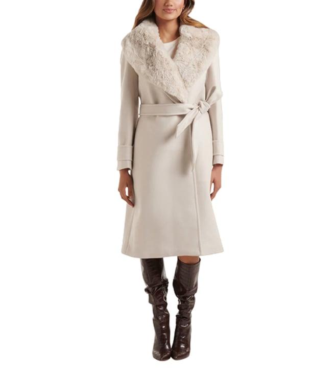 forever new cream regular fit trench coat