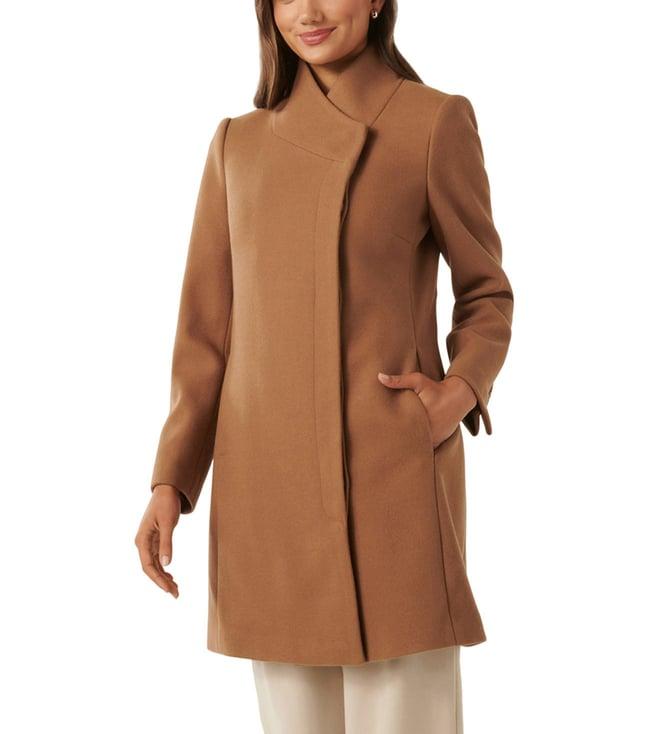 forever new dark camel debbie petite regular fit coat