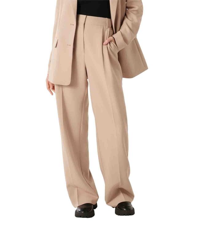 forever new desert taupe suit tessa regular fit pleated trousers