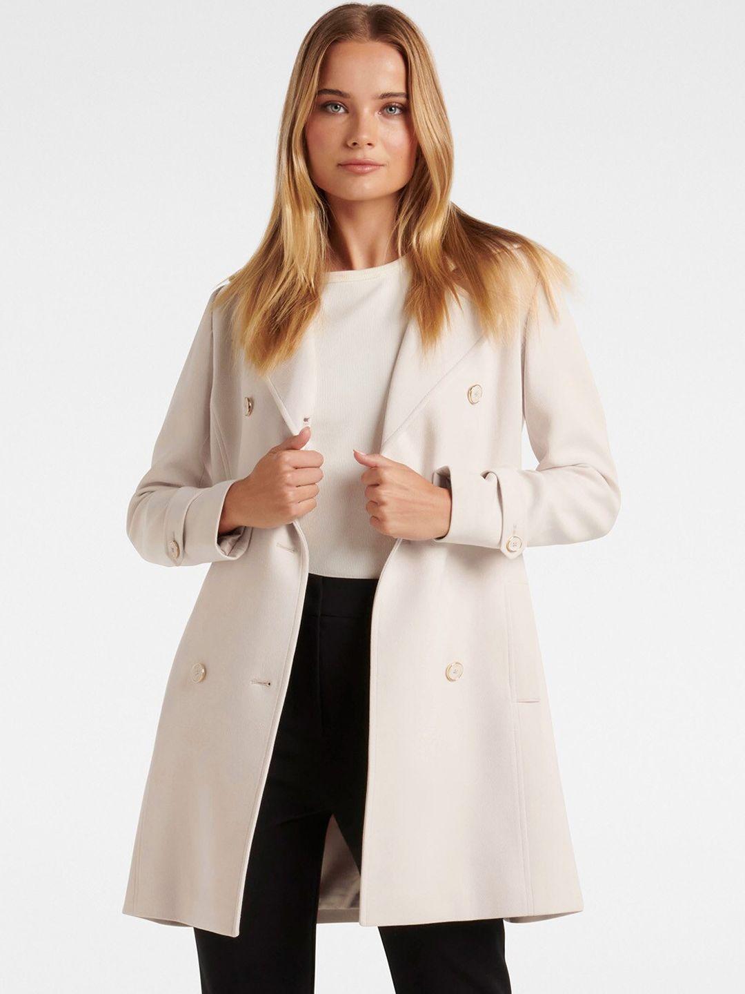 forever new double-breasted longline trench mac coat