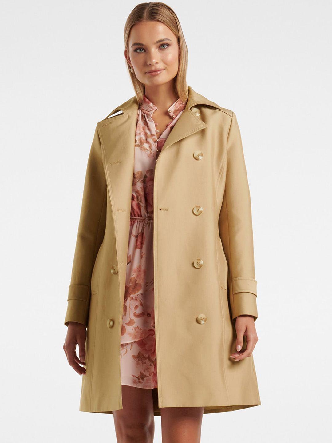 forever new double breasted notched lapel tailored-fit trench coat