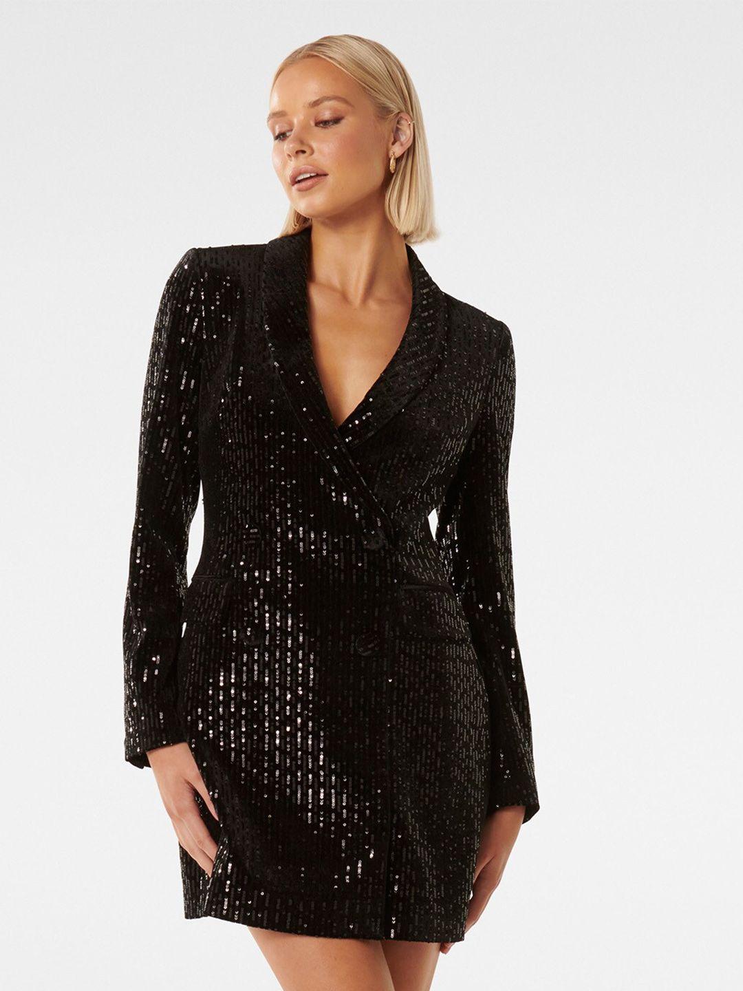 forever new embellished sequinned velvet mini blazer dress