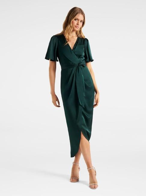 forever new emerald green wrap dress