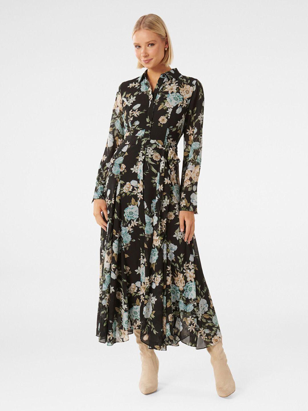 forever new floral print shirt collar maxi dress