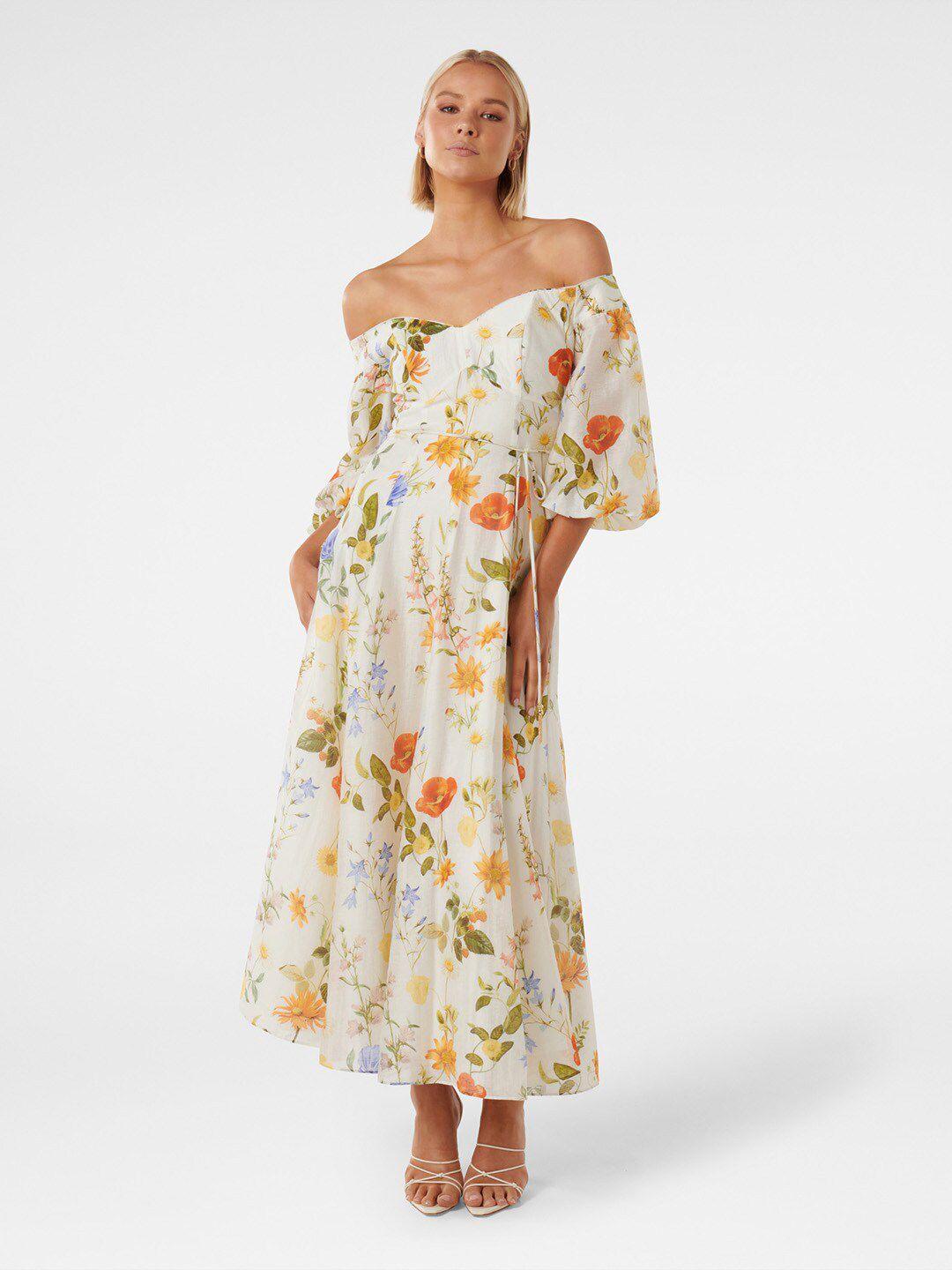 forever new floral printed off-shoulder maxi dress