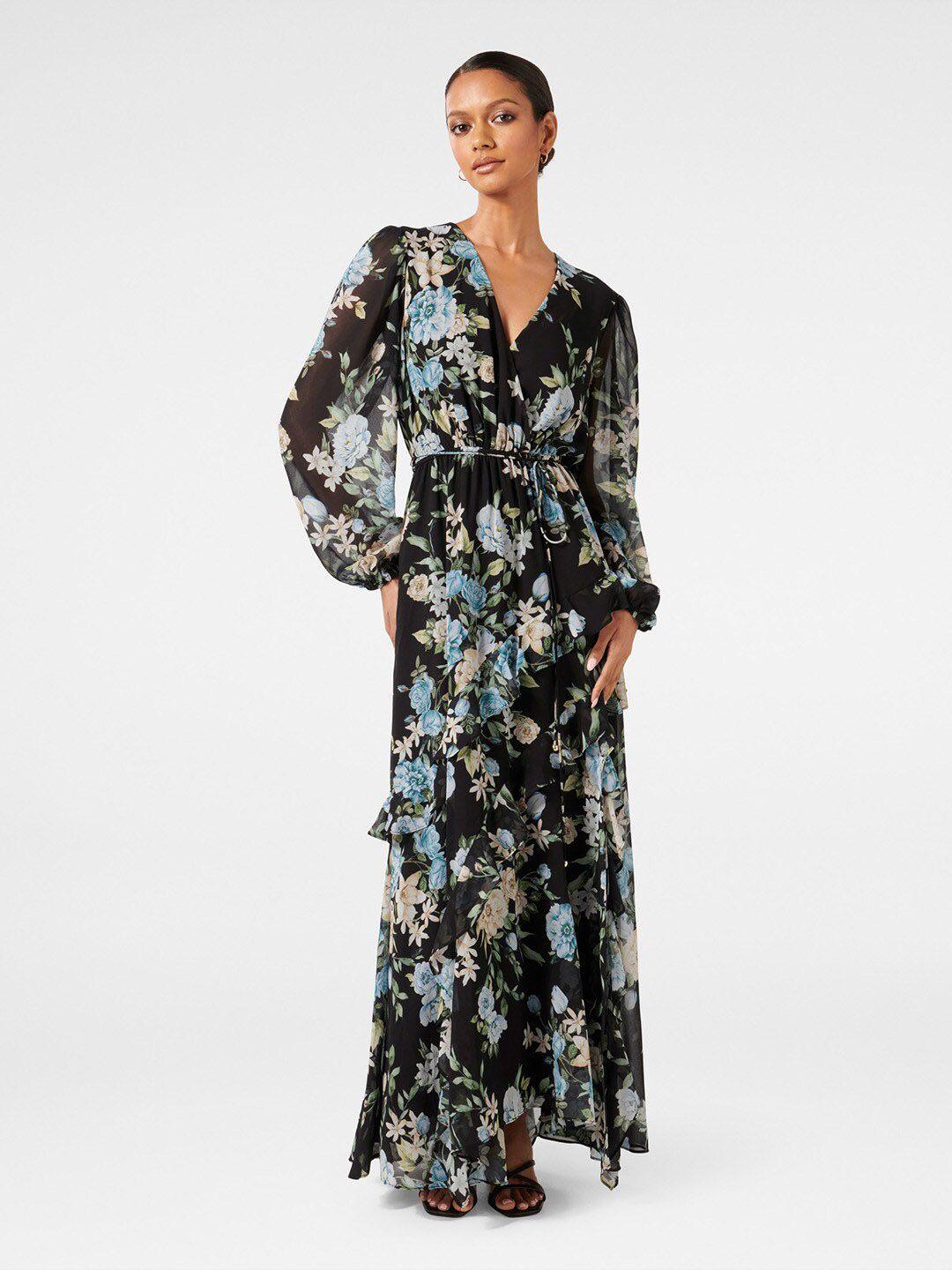 forever new floral printed puff sleeves maxi dress