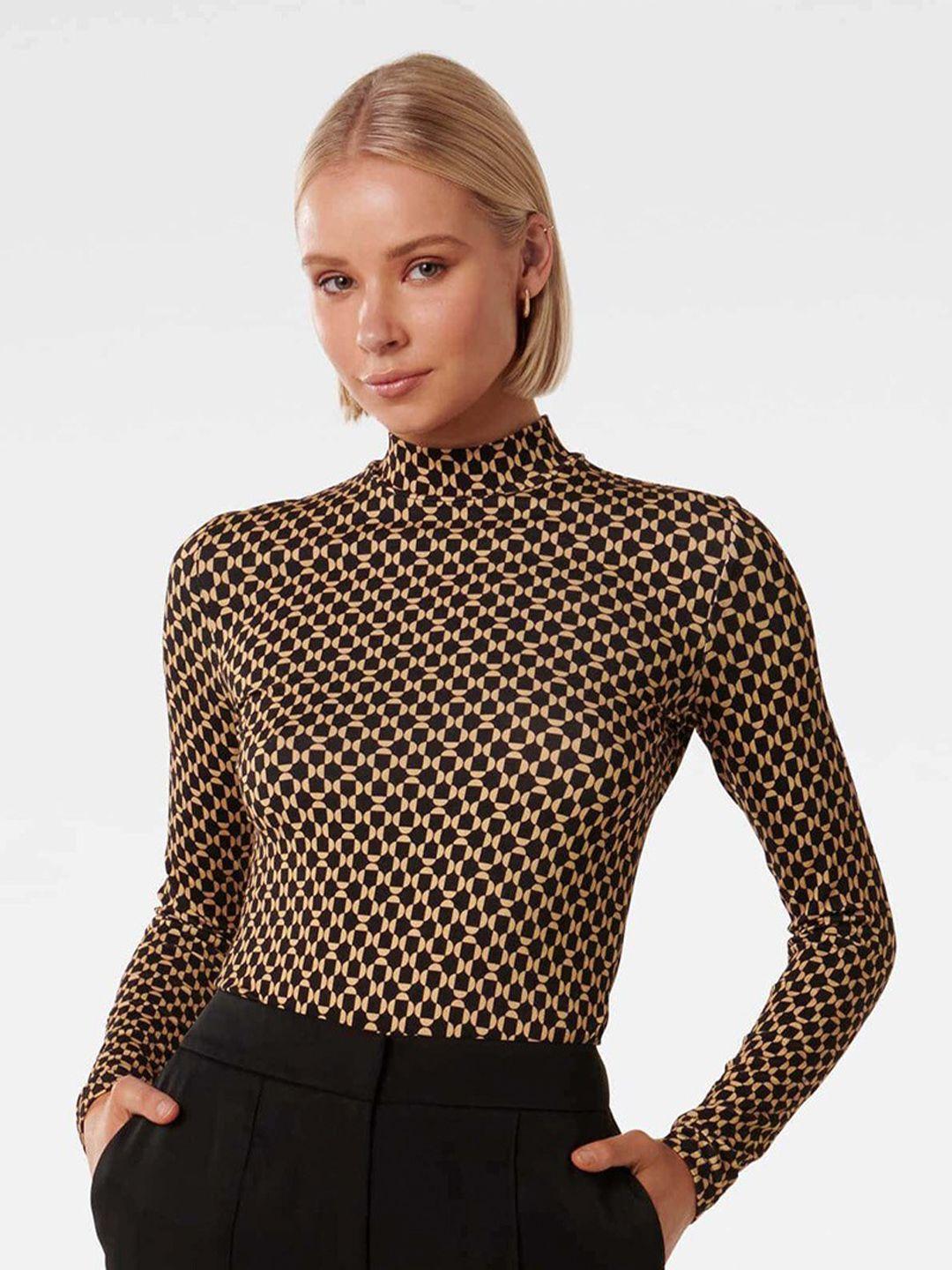 forever new geometric printed high neck top