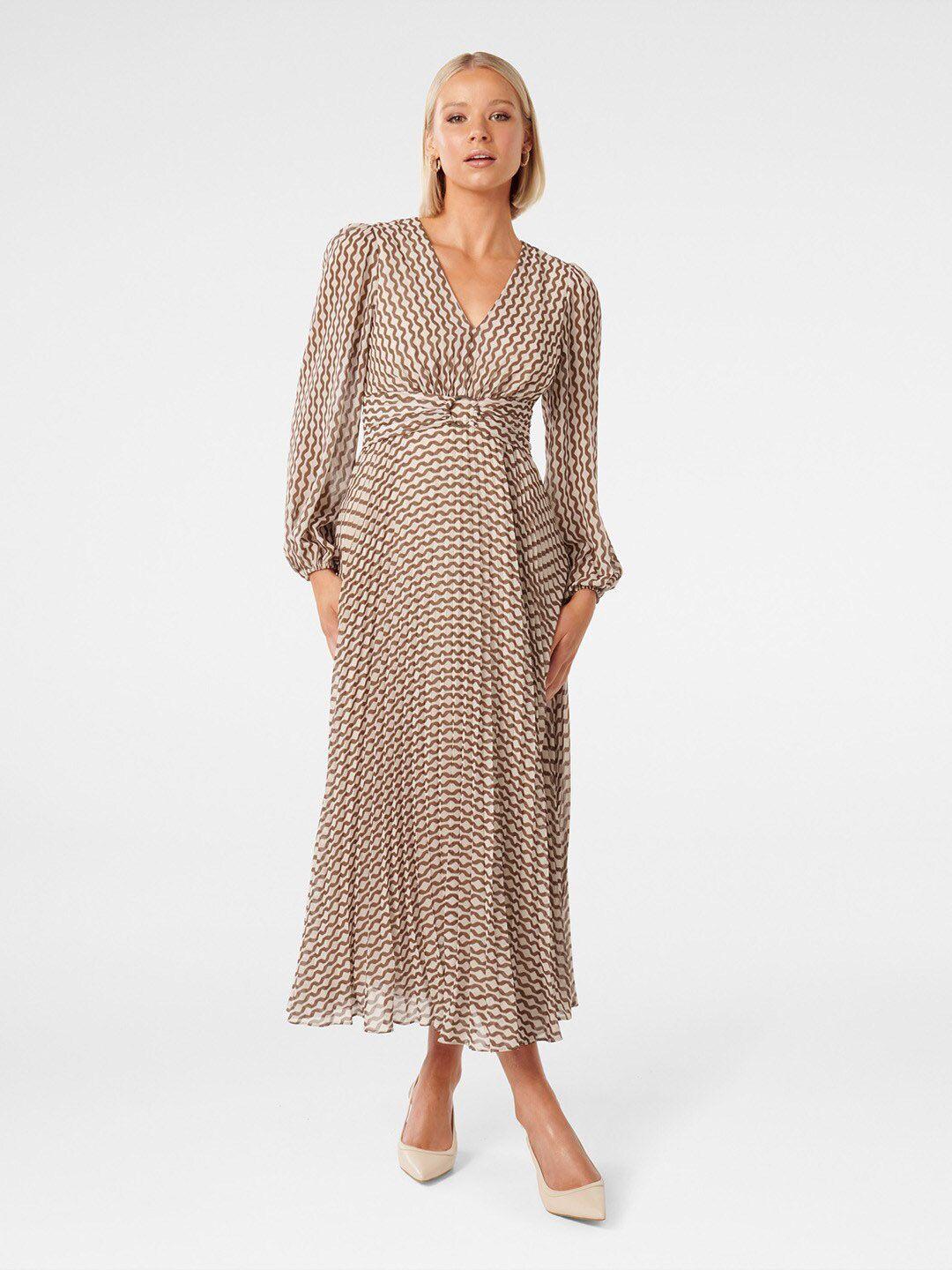 forever new geometric printed puff sleeves maxi dress