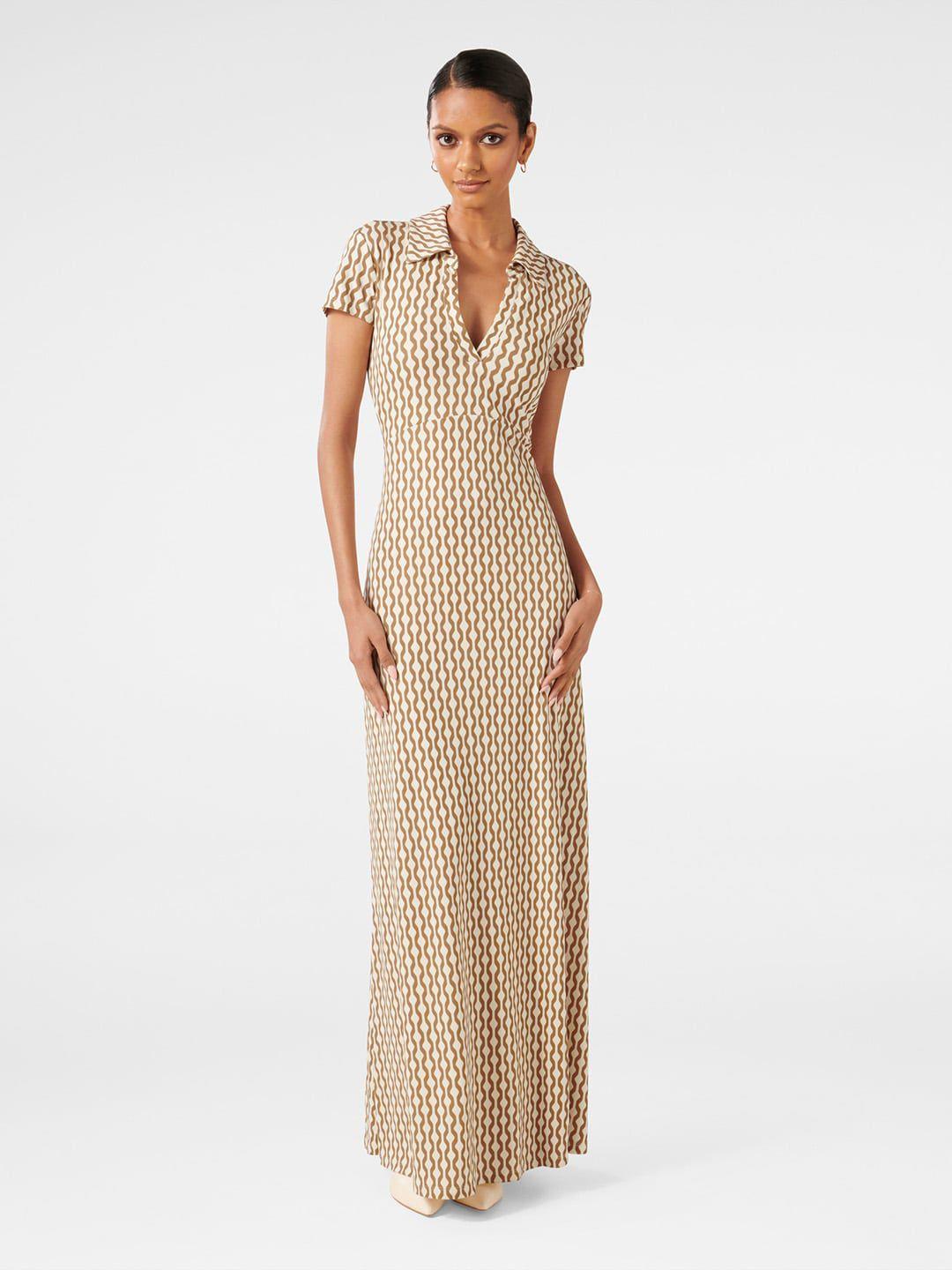 forever new geometric printed shirt collar maxi dress