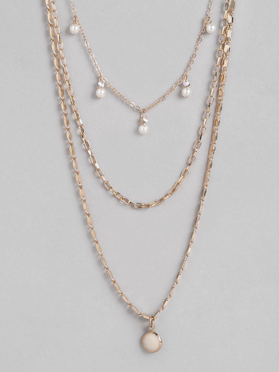 forever new gold-plated layered pearl studded necklace