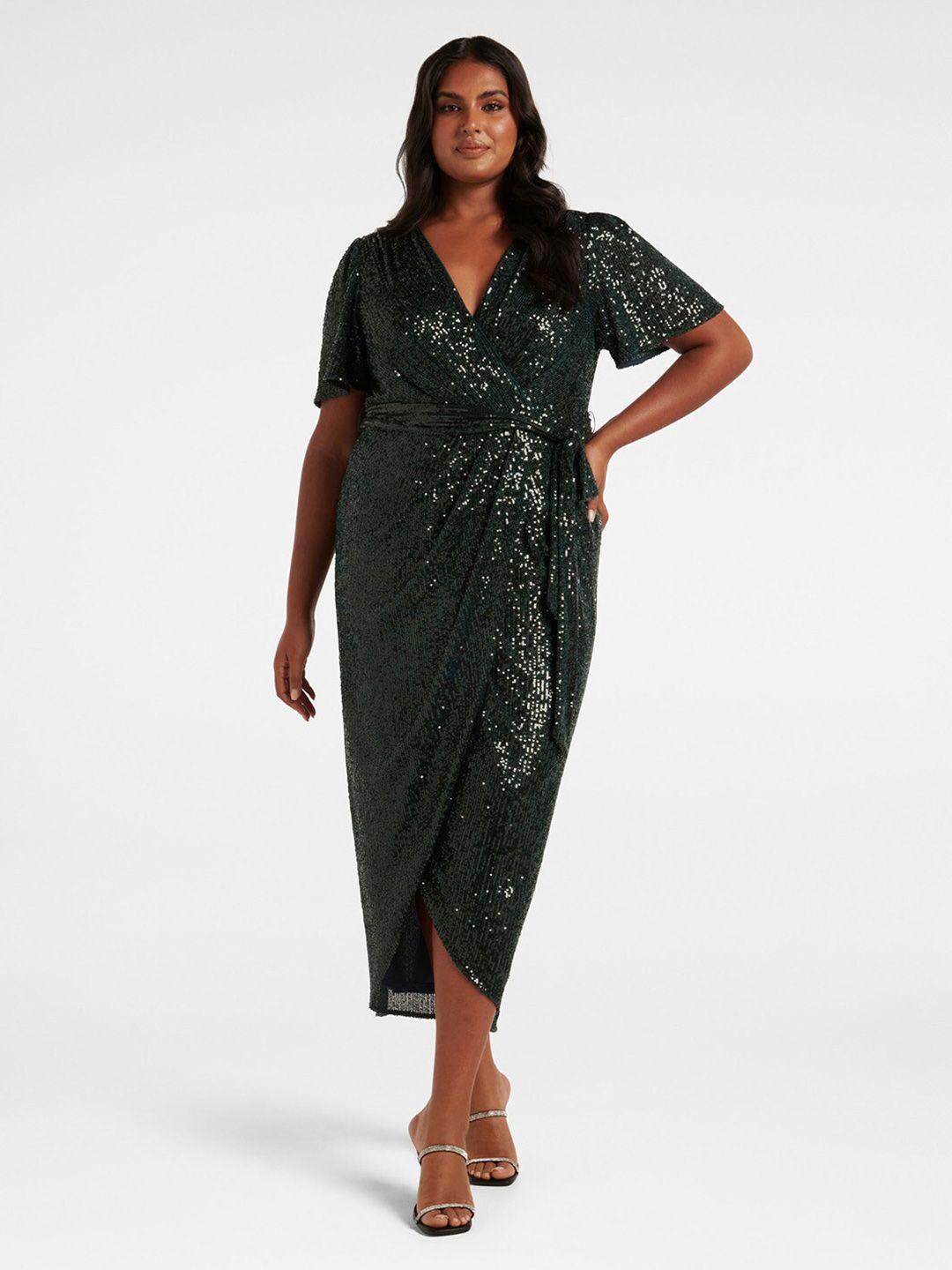 forever new green embellished midi dress