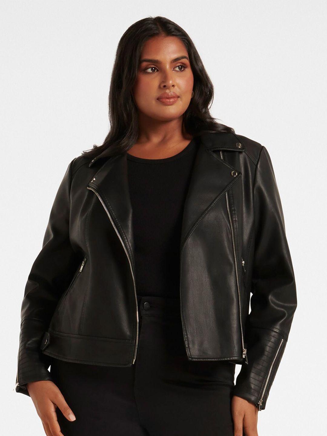 forever new lapel collar crop biker jacket