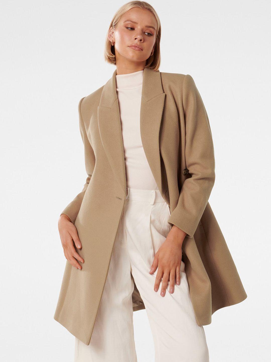 forever new long sleeved notched lapel tie-ups longline flare coats