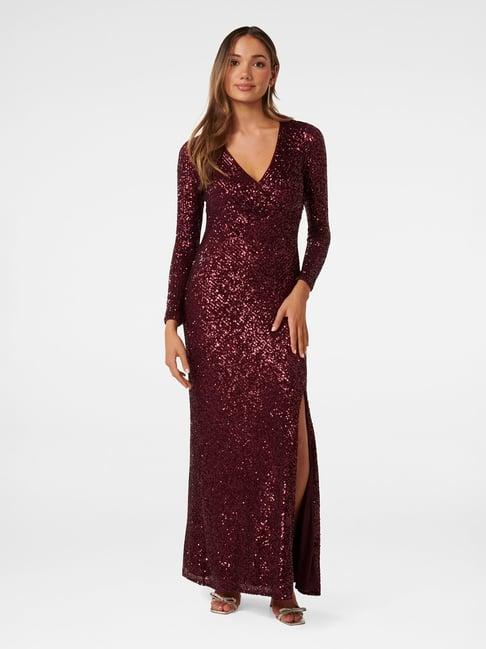 forever new maroon embellished gown