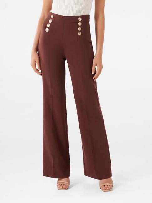 forever new maroon regular fit high rise pants