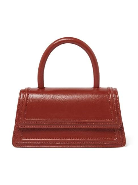 forever new maroon textured small satchel handbag
