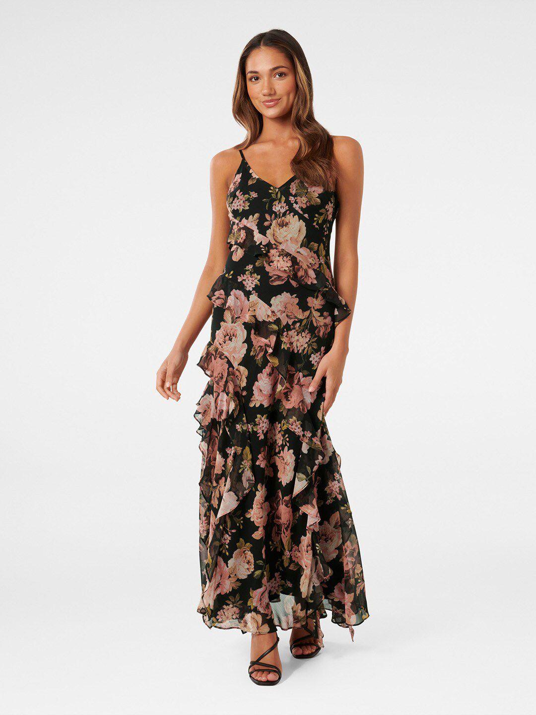 forever new multicoloured floral print fit & flare maxi dress