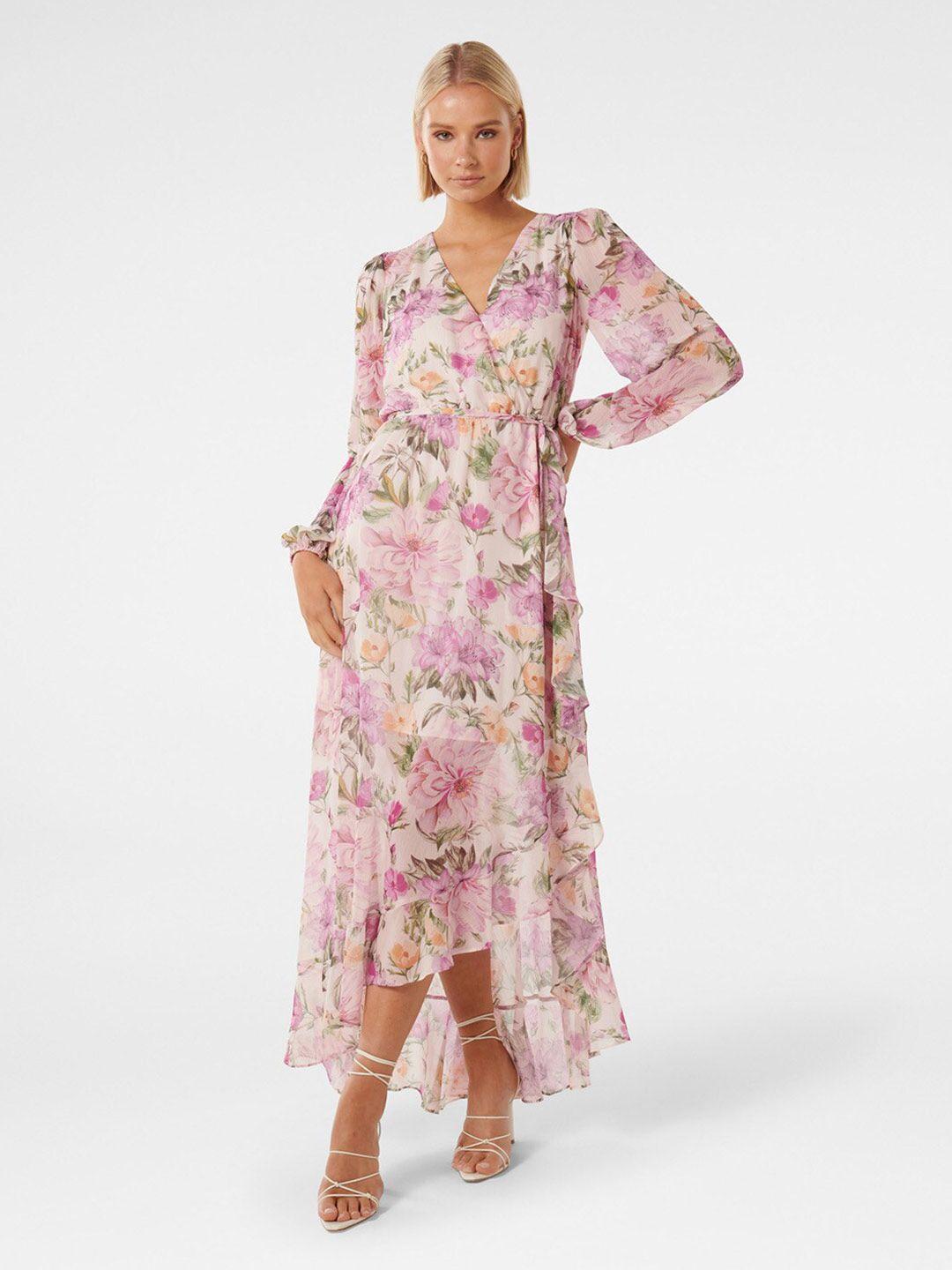 forever new multicoloured floral print flared sleeve maxi dress