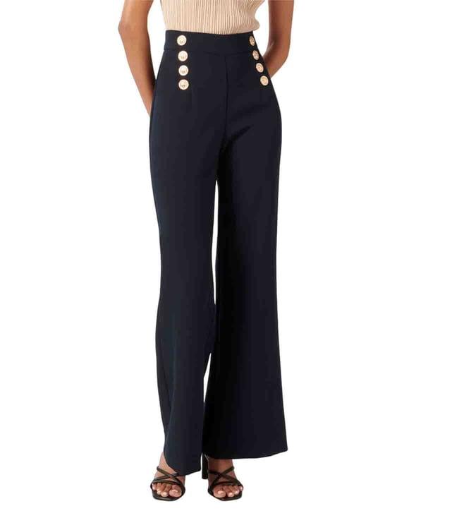 forever new navy sara petite button up regular fit flat front trousers