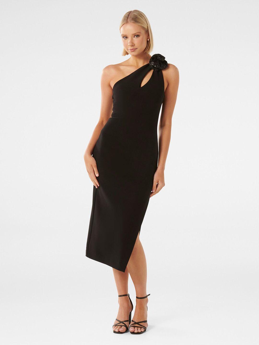 forever new one shoulder corsage detail sheath dress