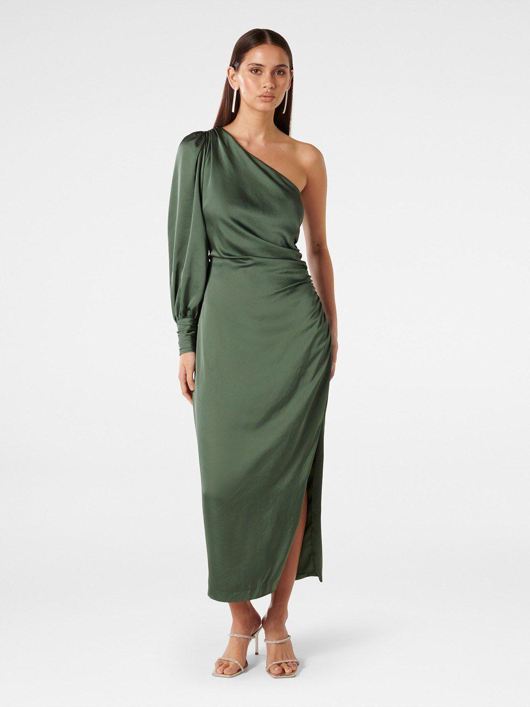 forever new one shoulder satin a-line maxi dress