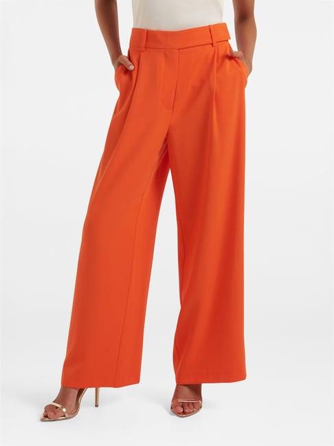 forever new orange regular fit high rise pants