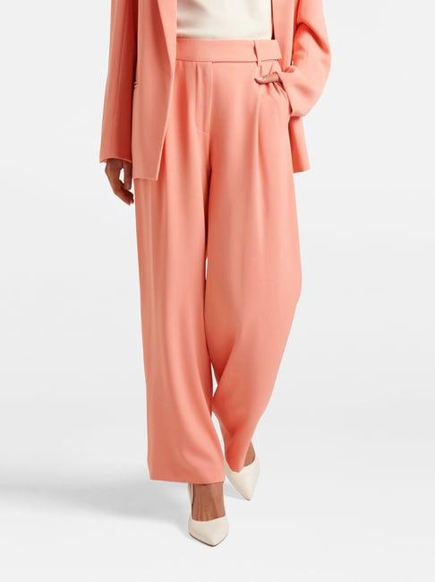 forever new peach regular fit high rise trousers