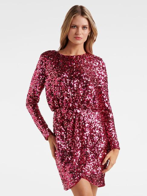 forever new pink embellished wrap dress