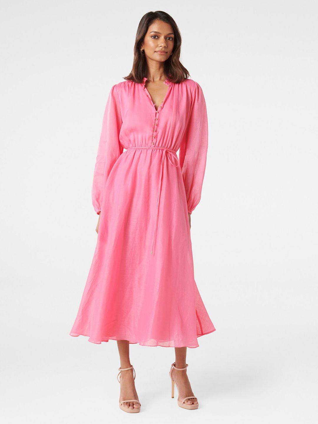 forever new pink fit & flare midi dress