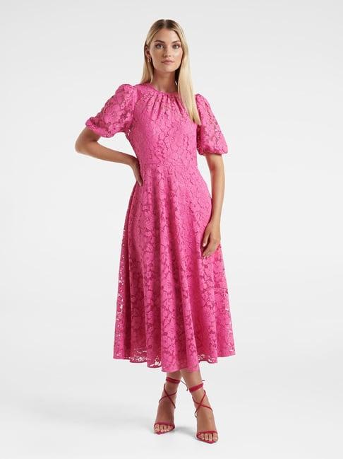 forever new pink lace fit & flare dress