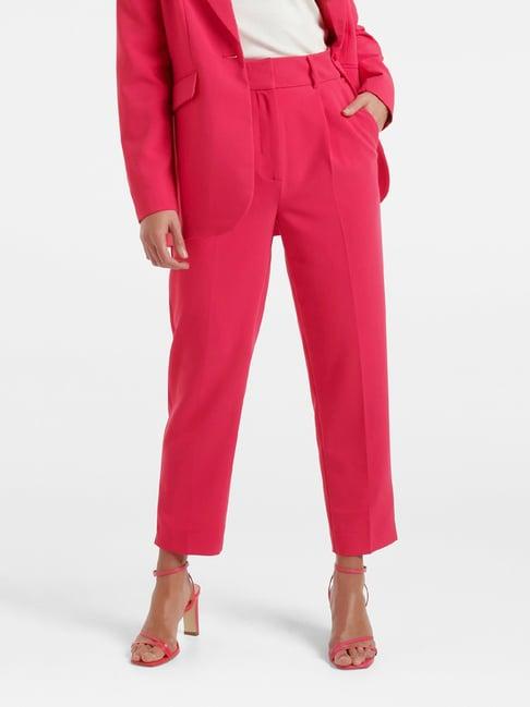 forever new pink regular fit high rise crop pants