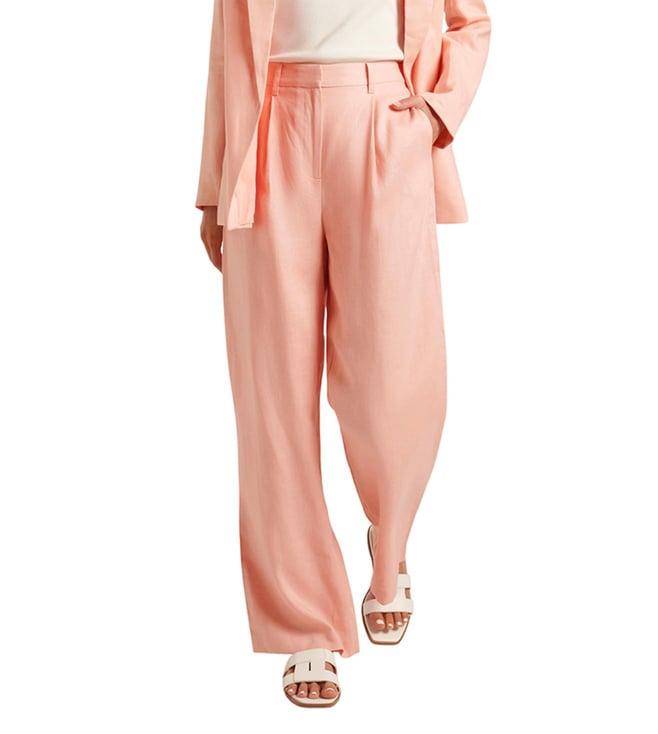 forever new pink regular fit pleated trousers