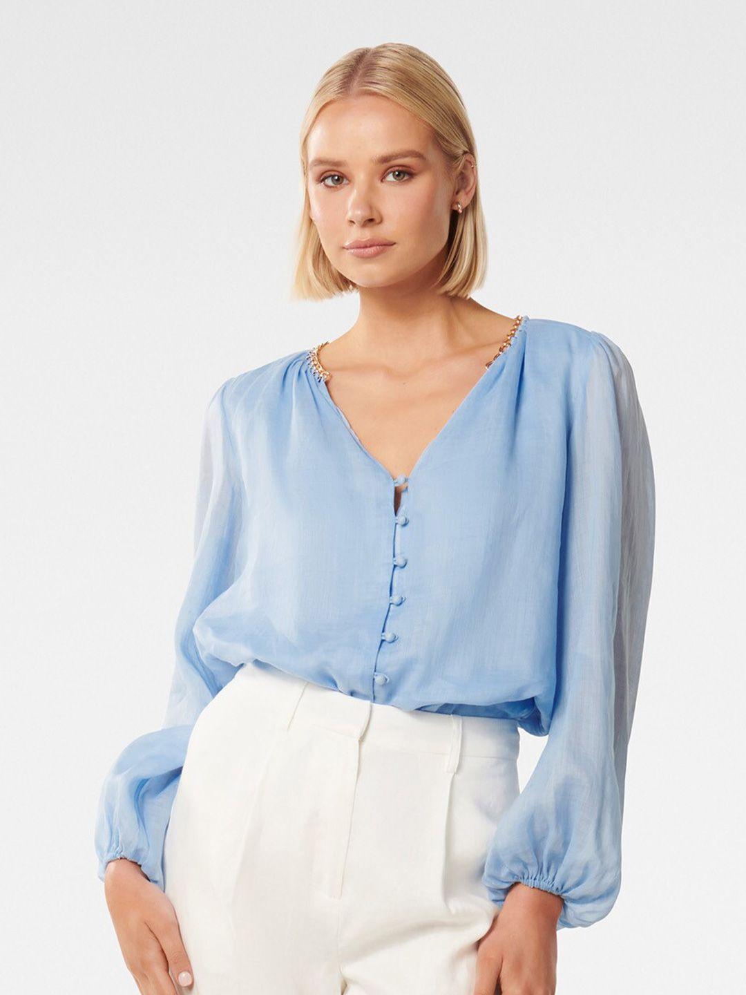 forever new puff sleeved v-neck top